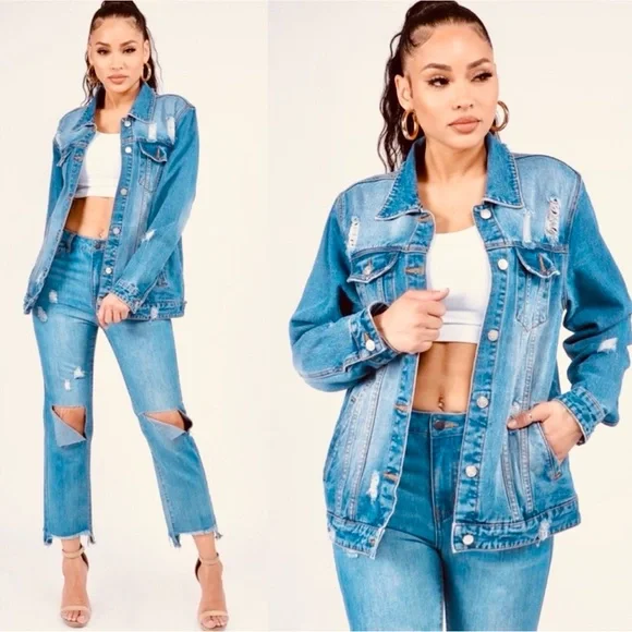 JACKET: “SAVAGE “ Lion Print Button-Down Denim Jean, EUC - Picture 6 of 7